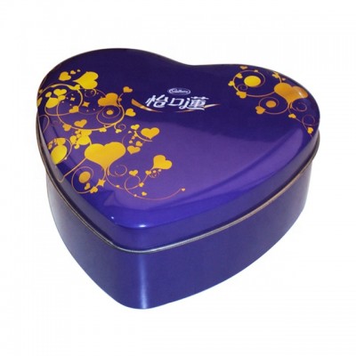 Chocolate tin box with heart shaped